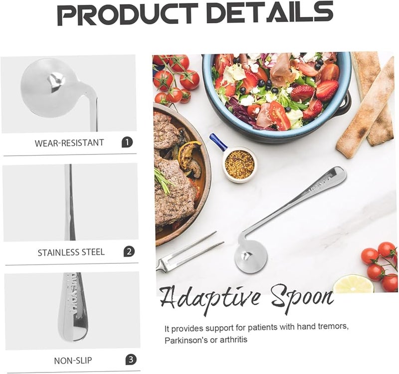 Stainless Steel Adaptive Spoons For Elderly Disabled Non Slip Tremor Support Self Feeding Utensils 2 Pack - Image 3